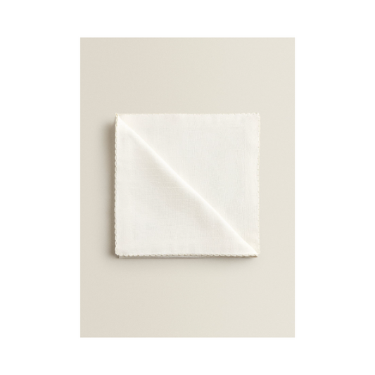 Linen napkin with ruffled edge (linen cream)